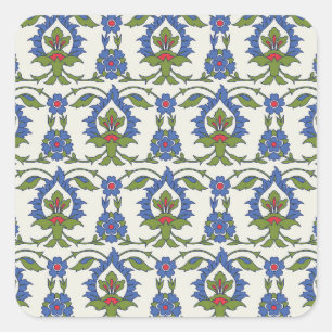 Pegatina Cuadrada Árabe Tradicional: Iznik Tile Seamless.