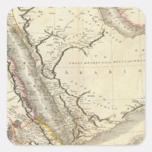 Pegatina Cuadrada Arabia, Egipto, Abisinia, Mar Rojo