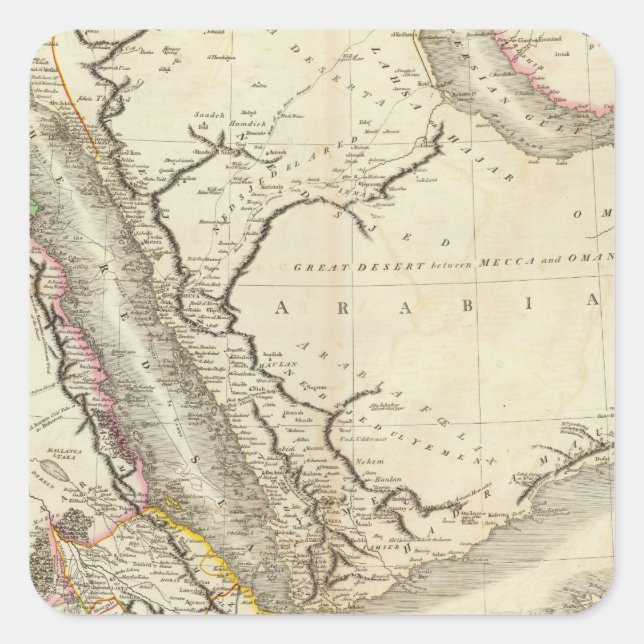 Pegatina Cuadrada Arabia, Egipto, Abisinia, Mar Rojo (Anverso)