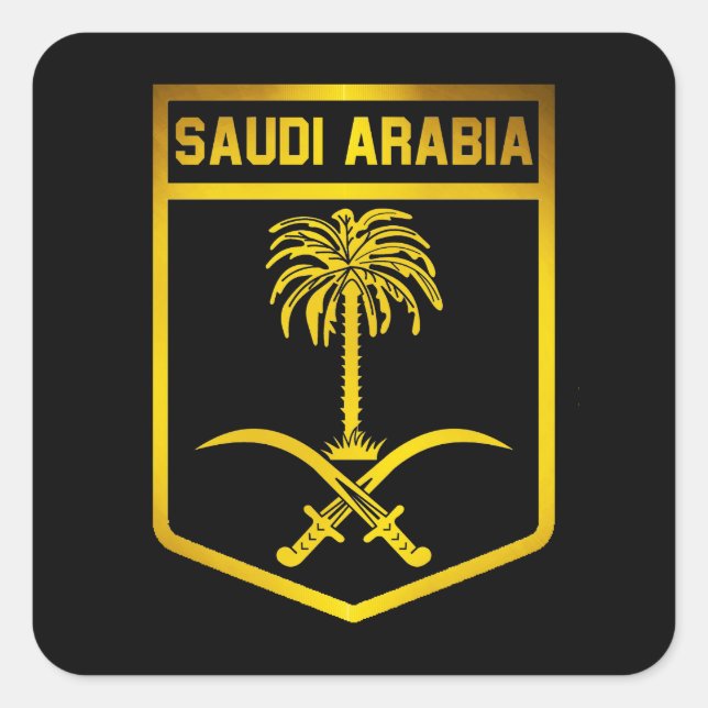 Pegatina Cuadrada Arabia Saudita Emblema (Anverso)