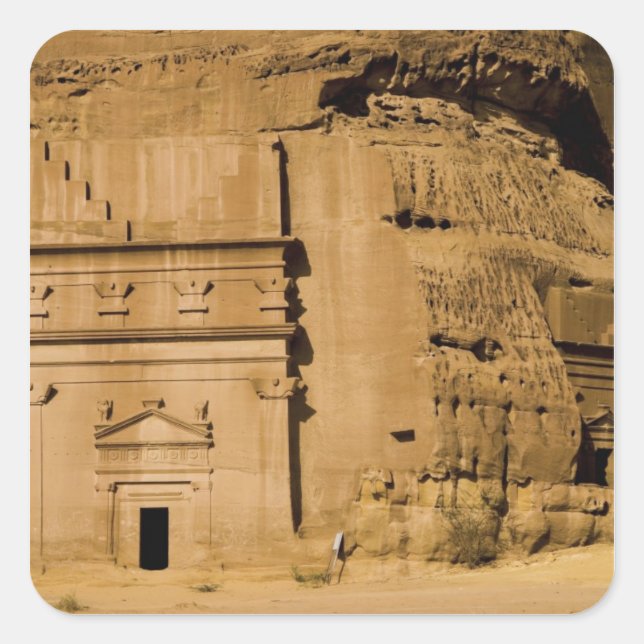 Pegatina Cuadrada Arabia Saudita, lugar de Madain Saleh, antiguo 3 (Anverso)