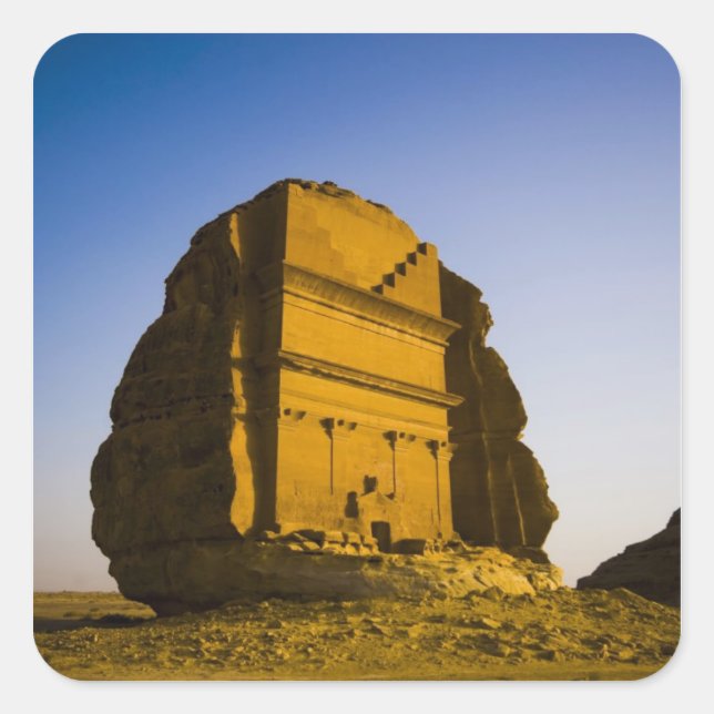 Pegatina Cuadrada Arabia Saudita, lugar de Madain Saleh, antiguo 4 (Anverso)