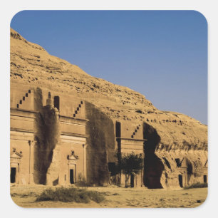 Pegatina Cuadrada Arabia Saudita, sitio de Madain Saleh, antiguo 2