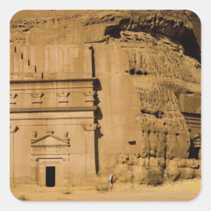 Pegatina Cuadrada Arabia Saudita, sitio de Madain Saleh, antiguo 3
