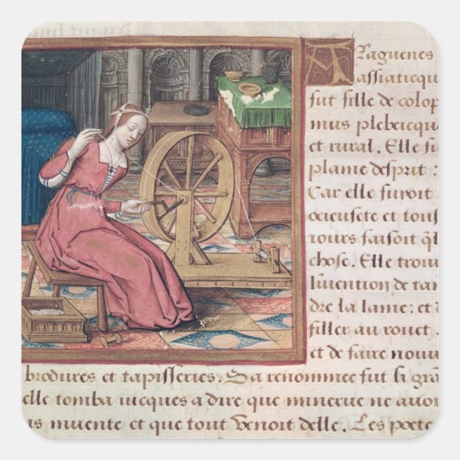 Pegatina Cuadrada Arachne, de 'Vie des Femmes Celebres' (Anverso)