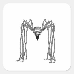 Pegatina Cuadrada araña . blanco y negro