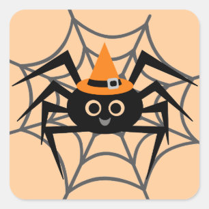 Pegatina Cuadrada Araña de Halloween con camisetas y regalos web