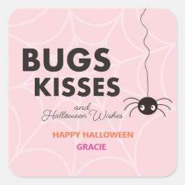 Pegatina Cuadrada Araña de Halloween | Favor Rosa