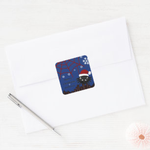 Pegatina Cuadrada Araña de Navidad Linda Personalizada