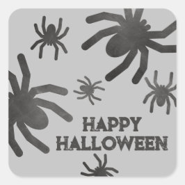 Pegatina Cuadrada Araña espeluznante Feliz Halloween