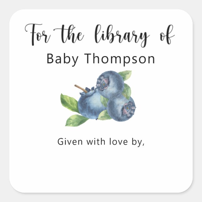 Pegatina Cuadrada Arándano - para la biblioteca de (Anverso)