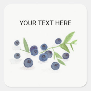 Pegatina Cuadrada Arándanos cocina de frutas acuarela rústica 