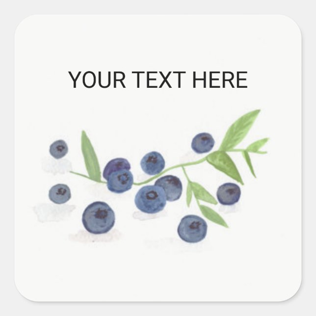 Pegatina Cuadrada Arándanos cocina de frutas acuarela rústica  (Anverso)