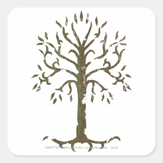 Pegatina Cuadrada Árbol blanco de Gondor (Anverso)