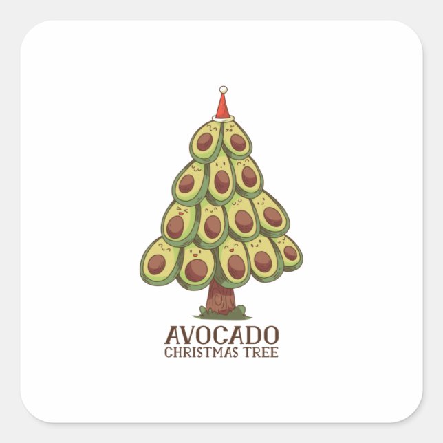 Pegatina Cuadrada Árbol de aguacates (Anverso)