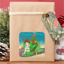 Árbol de algas de sirena de Navidades de pelo