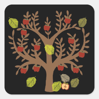 Pegatina Cuadrada Árbol de Apple