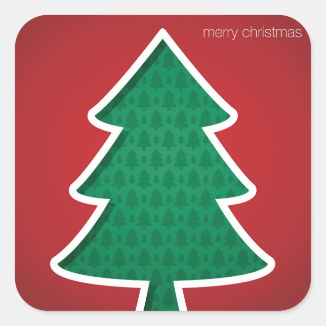 Pegatina Cuadrada Árbol de corte moderno (Anverso)