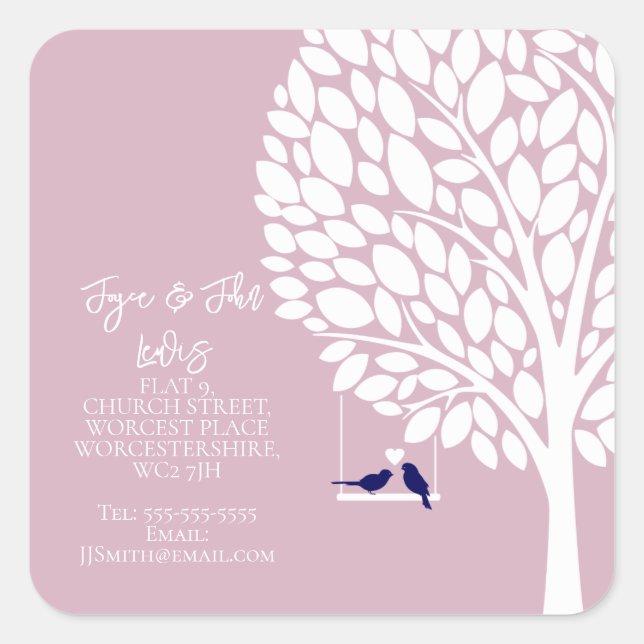 Pegatina Cuadrada Árbol de familia de Pegatinas de cambio de direcci (Anverso)