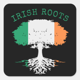 Pegatina Cuadrada Árbol de familia de raíces irlandesas