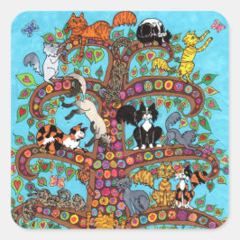 Pegatina Cuadrada Árbol de gato 2