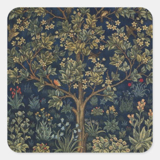 Pegatina Cuadrada Árbol de la Vida vintage de William Morris