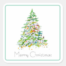 Pegatina Cuadrada Árbol de Navidad