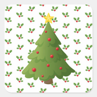 Pegatina Cuadrada Árbol de Navidad