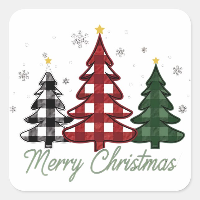 Pegatina Cuadrada árbol de Navidad (Anverso)