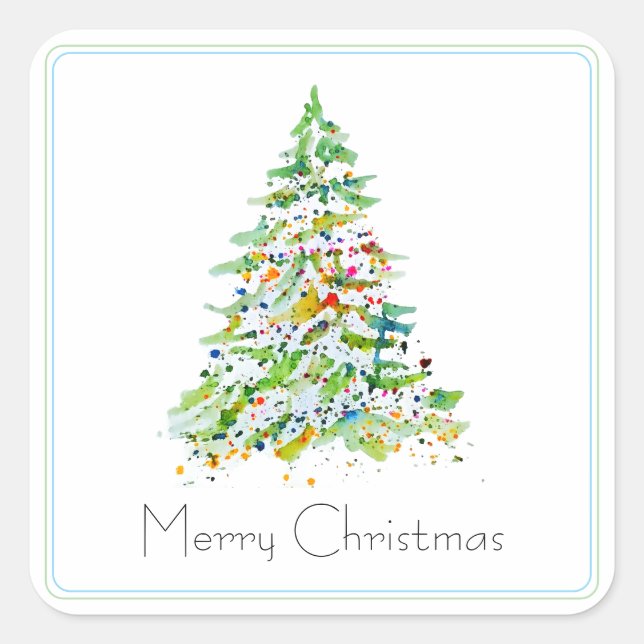 Pegatina Cuadrada Árbol de Navidad (Anverso)