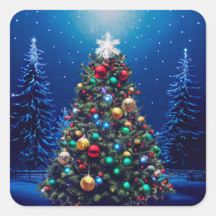 Pegatina Cuadrada Árbol de Navidad
