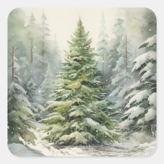 Pegatina Cuadrada Árbol de Navidad