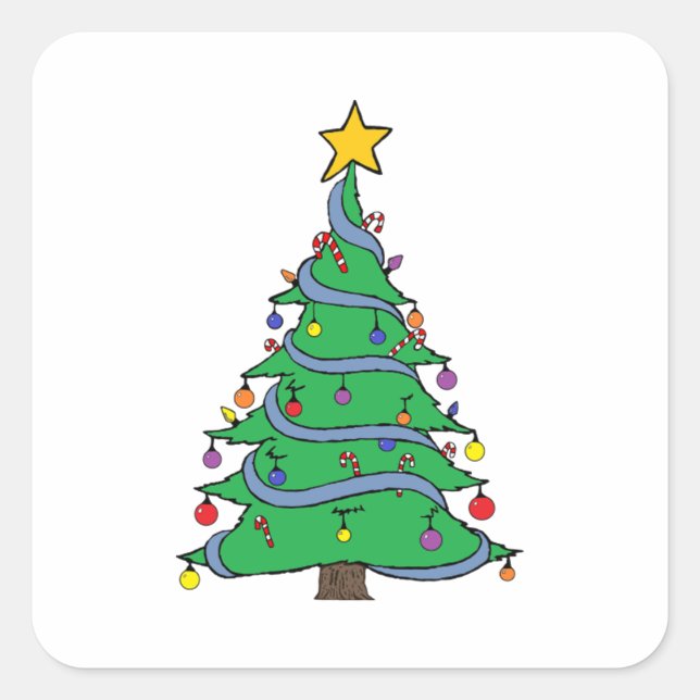 Pegatina Cuadrada Árbol de Navidad 34 (Anverso)