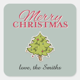 Pegatina Cuadrada Árbol de Navidad con ornamentos