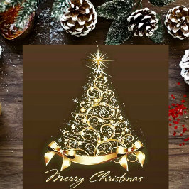 Pegatina Cuadrada Árbol de Navidad de oro falso