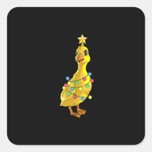Pegatina Cuadrada Árbol de Navidad Duck T Luces Decoración Estrella 