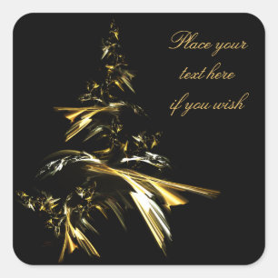 Pegatina Cuadrada Árbol de Navidad en negro 2001