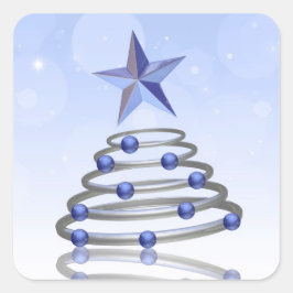 Pegatina Cuadrada Árbol de Navidad moderno cromado 3D