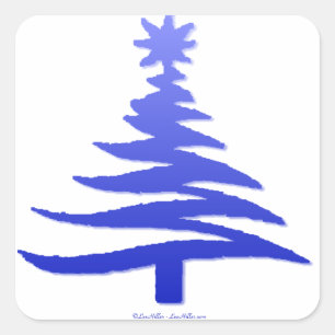 Pegatina Cuadrada Árbol de Navidad moderno estampado con plantilla a