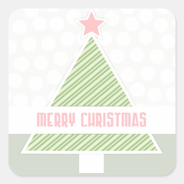 Pegatina Cuadrada Árbol de navidad moderno y suave (Anverso)