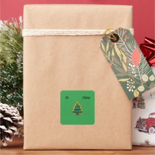 Pegatina Cuadrada Árbol de Navidad retro