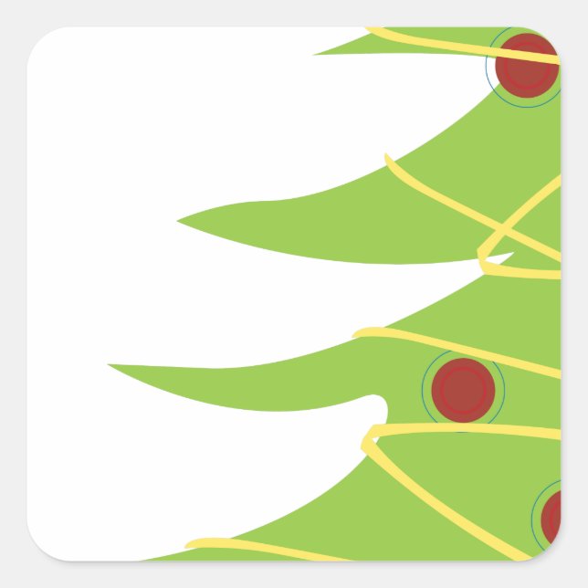 Pegatina Cuadrada Árbol de Navidad simple y moderno (Anverso)