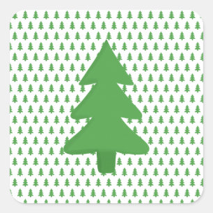 Pegatina Cuadrada Árbol de pinos
