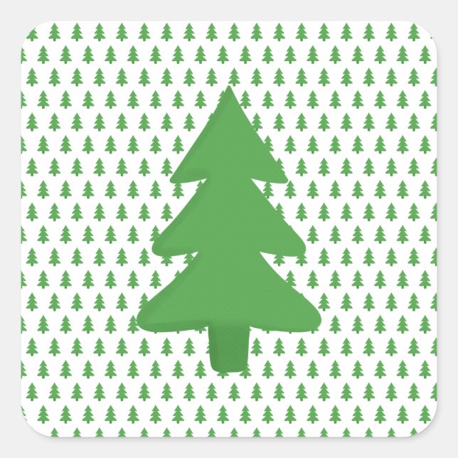 Pegatina Cuadrada Árbol de pinos (Anverso)