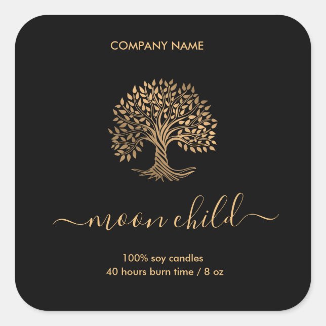 Pegatina Cuadrada Árbol de vida (Anverso)