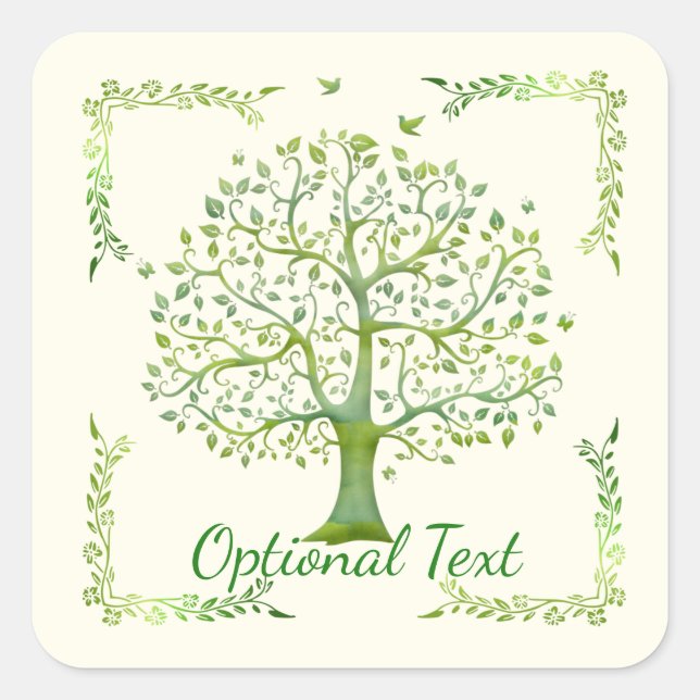 Pegatina Cuadrada Árbol de vida (Anverso)