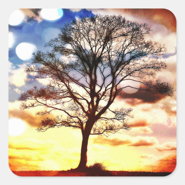 Pegatina Cuadrada Árbol De Vida (Anverso)