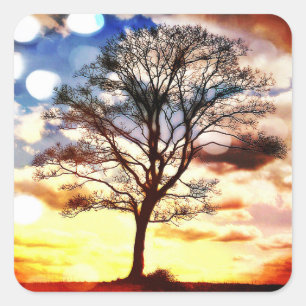 Pegatina Cuadrada Árbol De Vida
