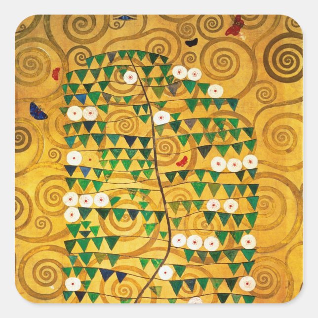 Pegatina Cuadrada Árbol de vida c.1905-09 (Anverso)