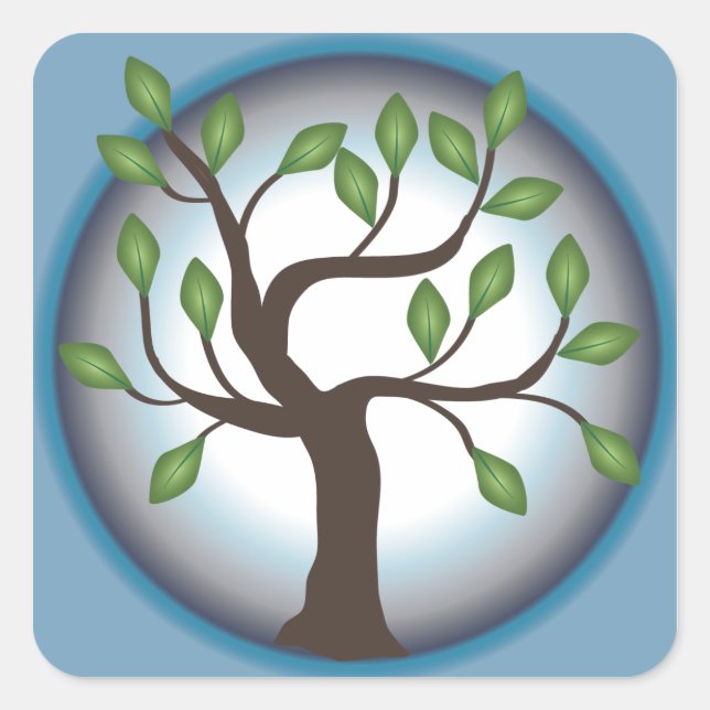 Pegatina Cuadrada Árbol de vida y luna (Anverso)